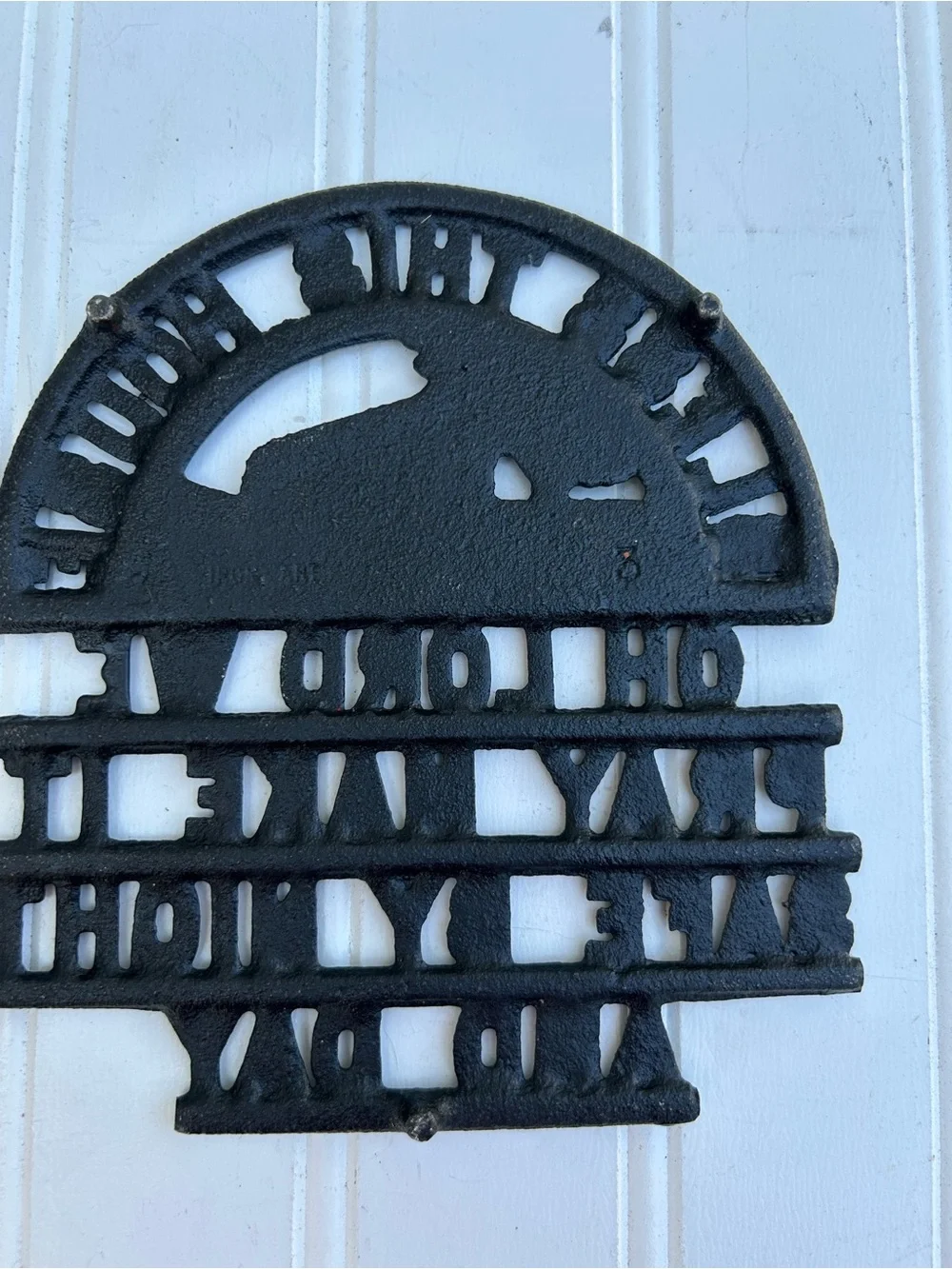 Iron Art Trivet Plaque Black Cast Iron 'Bless This House' Wall Religious 6x6.5